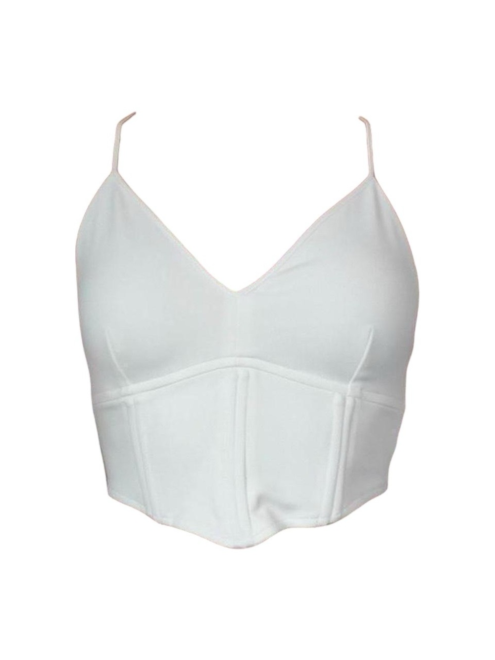 AYM Studio white cropped strappy open back corset top